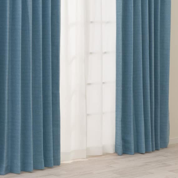 【一人暮らし・寝室に】外から見えにくいミラーレース付 遮光1級・遮熱カーテン4枚セット(エコオアシス ブルー 100X110cmセット) 15枚目画像