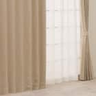 【一人暮らし・寝室に】外から見えにくいミラーレース付 遮光2級・遮熱カーテン4枚セット( エコオアシス ベージュ 100X215cmセット) 1枚目画像