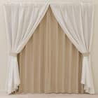 【一人暮らし・寝室に】外から見えにくいミラーレース付 遮光2級・遮熱カーテン4枚セット( エコオアシス ベージュ 100X215cmセット) 3枚目画像