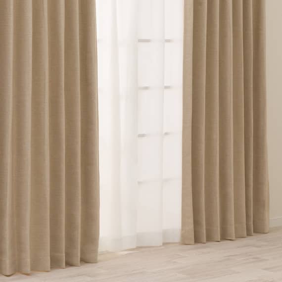 【一人暮らし・寝室に】外から見えにくいミラーレース付 遮光2級・遮熱カーテン4枚セット( エコオアシス ベージュ 100X215cmセット) 15枚目画像