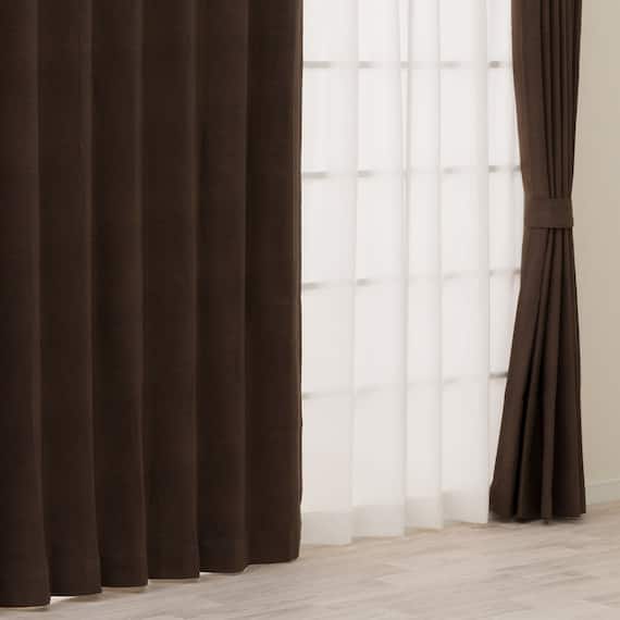 【一人暮らし・寝室に】外から見えにくいミラーレース付 遮光1級・遮熱カーテン4枚セット( エコオアシス ダークモカ 150X190cmセット) 1枚目画像