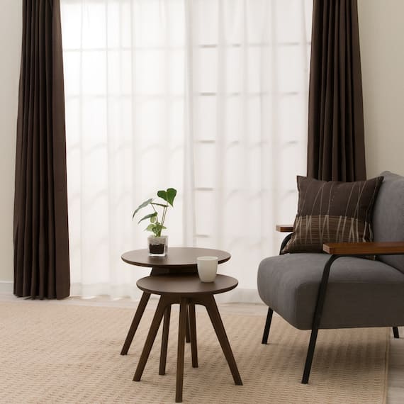 【一人暮らし・寝室に】外から見えにくいミラーレース付 遮光1級・遮熱カーテン4枚セット( エコオアシス ダークモカ 150X190cmセット) 2枚目画像