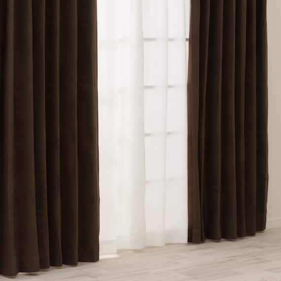 【一人暮らし・寝室に】外から見えにくいミラーレース付 遮光1級・遮熱カーテン4枚セット( エコオアシス ダークモカ 150X190cmセット) 14枚目画像