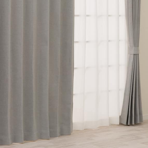 【一人暮らし・寝室に】外から見えにくいミラーレース付 遮光1級・遮熱カーテン4枚セット( エコオアシス グレー 100X225cmセット) 1枚目画像