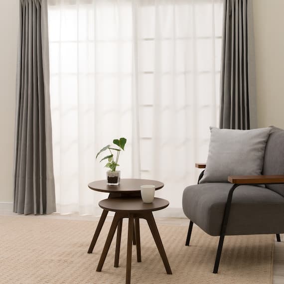 【一人暮らし・寝室に】外から見えにくいミラーレース付 遮光1級・遮熱カーテン4枚セット( エコオアシス グレー 100X225cmセット) 2枚目画像