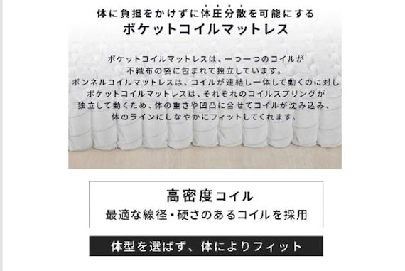 ポケットコイルマットレス21cmローリス S 3枚目画像