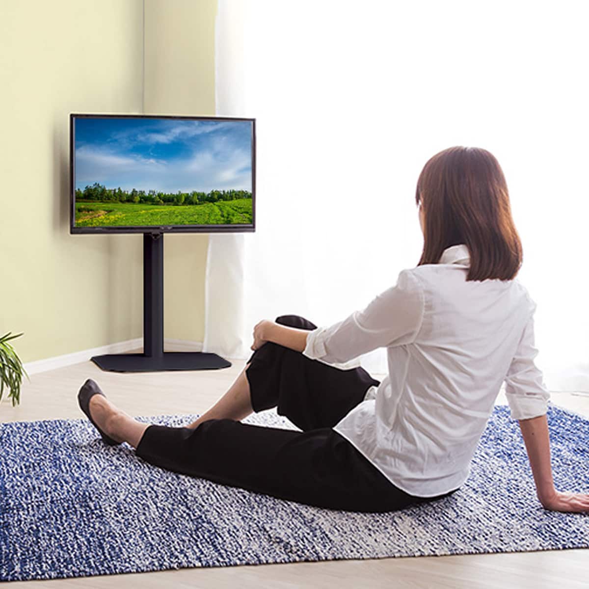最短翌日出荷】首振り壁寄せテレビスタンド (ロータイプ OTG BK