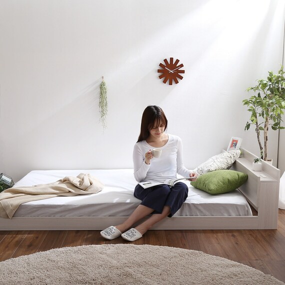 宮・コンセント付き北欧調フロアベッドフレーム(S WH) 8枚目画像