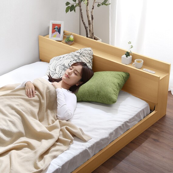 宮・コンセント付き北欧調フロアベッドフレーム(S OAK) 3枚目画像