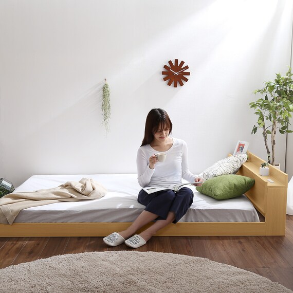 宮・コンセント付き北欧調フロアベッドフレーム(S OAK) 5枚目画像