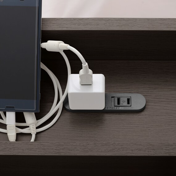 宮・コンセント付き北欧調フロアベッドフレーム(S DBR) 7枚目画像