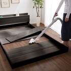 宮・コンセント付き北欧調フロアベッドフレーム(S DBR) 12枚目画像