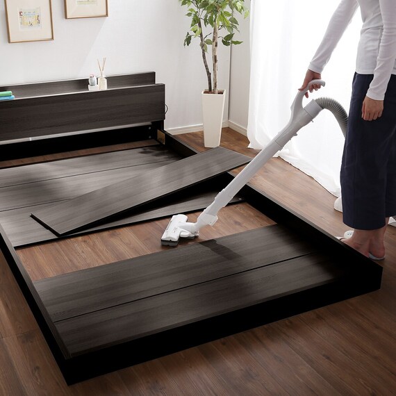 宮・コンセント付き北欧調フロアベッドフレーム(S DBR) 17枚目画像