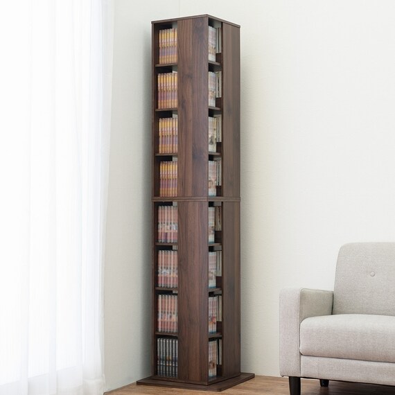 壁付けできる回転式コミックラック8段(BR) 1枚目画像