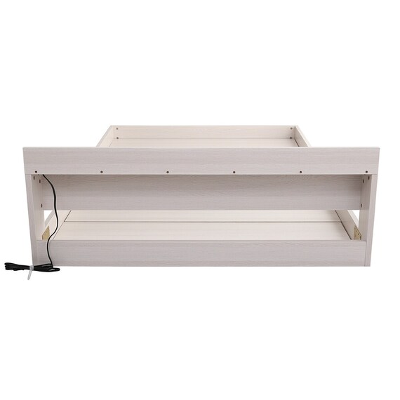 宮・コンセント付き北欧調フロアベッドフレーム(D WH) 14枚目画像