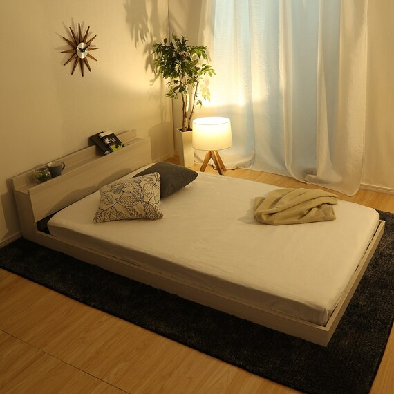 宮・コンセント付き北欧調フロアベッドフレーム(D WH) 16枚目画像