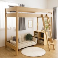 天然木タモ無垢支柱のがっちりロフトベッド(LB)【期間限定価格:11/28~1/5まで】