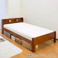 3段階高さ調整 頑丈棚付きシングルすのこベッドフレーム 耐荷重600kg(MBR)