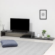 組立簡単 伸縮ローボード(幅120~230cm GY)