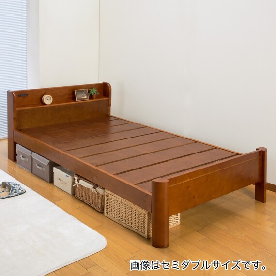 3段階高さ調整 頑丈棚付きダブルすのこベッドフレーム 耐荷重600kg(MBR) 1枚目画像