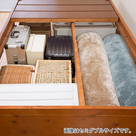 3段階高さ調整 頑丈棚付きダブルすのこベッドフレーム 耐荷重600kg(MBR) 5枚目画像