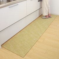 滑り止め付き洗える撥水キッチンマット(56×250cm イエロー)