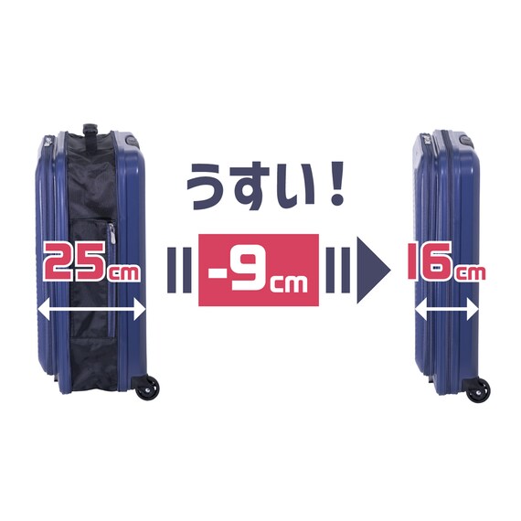 フロントオープン折りたたみキャリーケース38L(マットアッシュネイビー) 2枚目画像