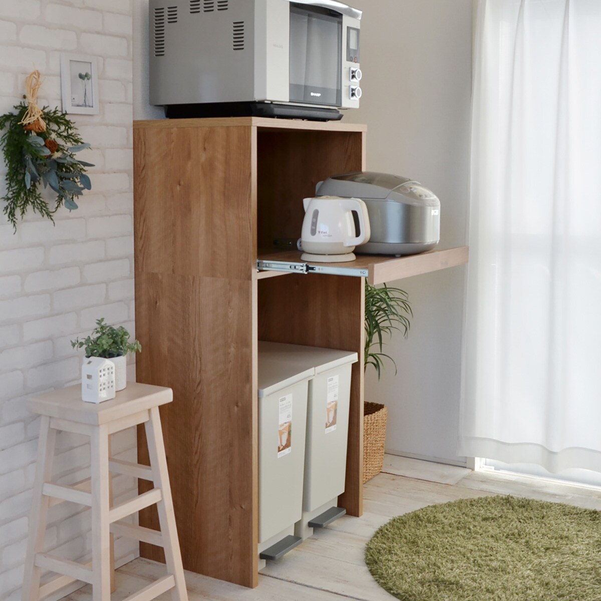 ごみ箱が入るキッチンラック 高さ約128cm Lbr 通販 ニトリネット 公式 家具 インテリア通販 ごみ箱が入るキッチンラック 高さ約128cm Lbr 通販 ニトリネット 公式 家具 インテリア通販