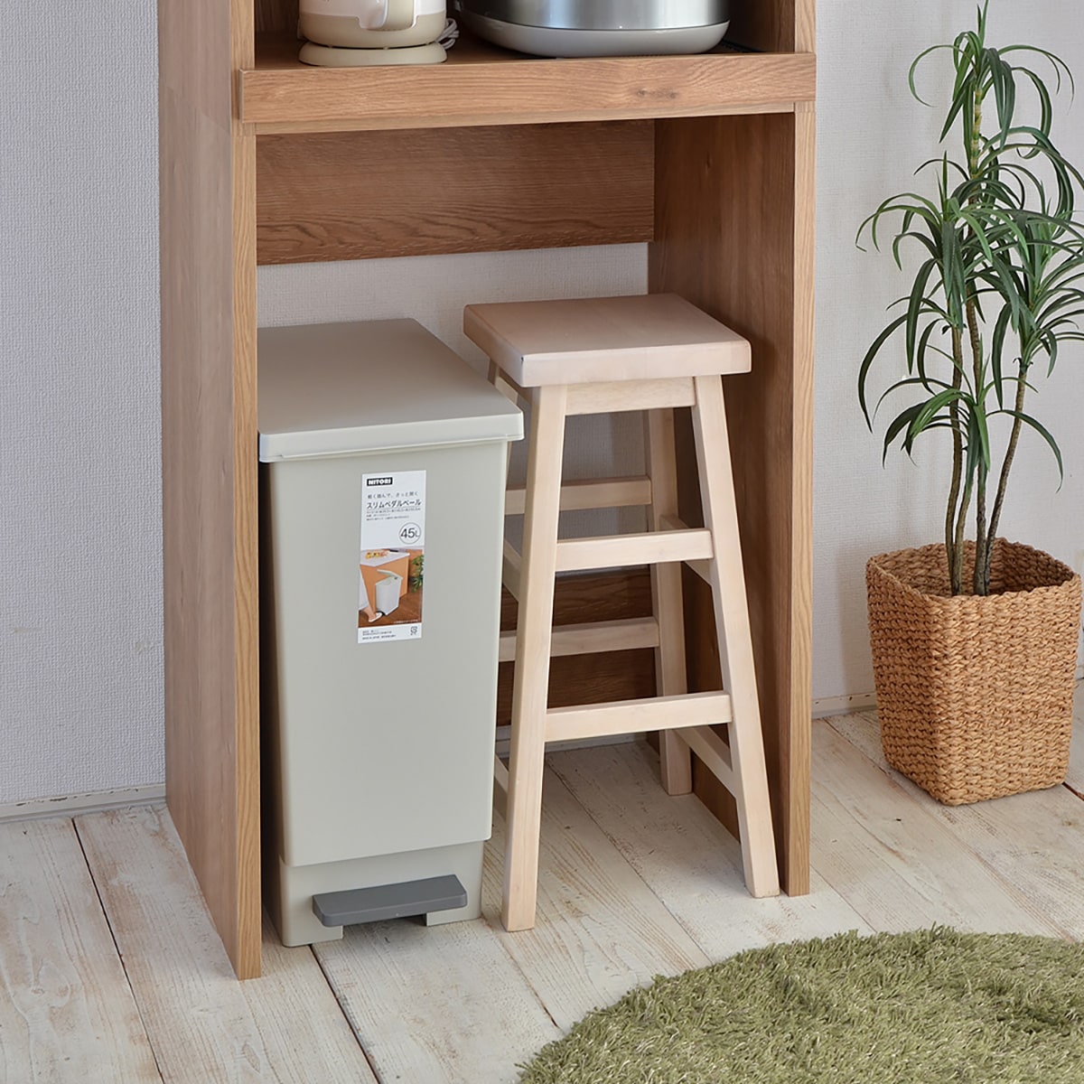 ごみ箱が入るキッチンラック(高さ約128cm LBR) | ニトリネット【公式