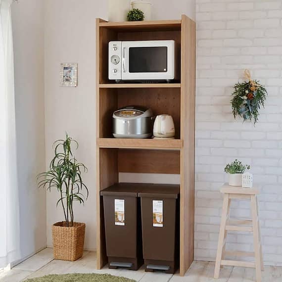 ごみ箱が入るキッチンラック (高さ約173cm LBR) 1枚目画像