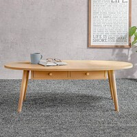 引き出し2個付き楕円形センターテーブル 幅110cm (NA)