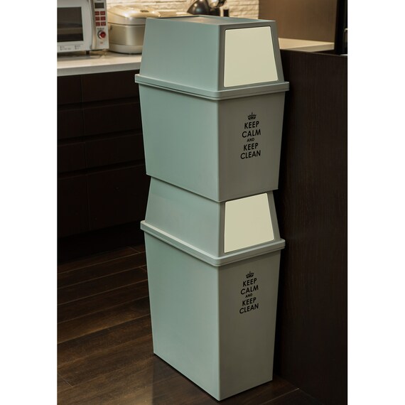 積み重ねできるゴミ箱(スリム45L グレー/アイボリー) 4枚目画像