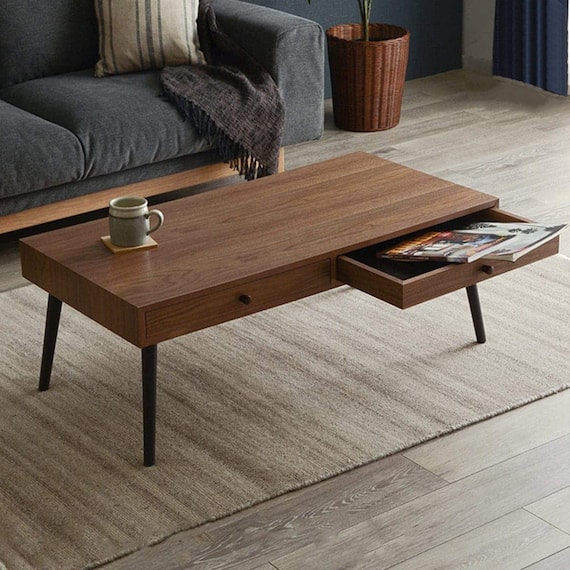 スッキリ収納できる引き出し2個付きセンターテーブル 幅100cm (BR) 1枚目画像