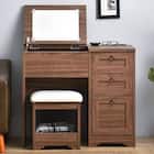 一台二役のドレッサーデスク(70-80D BR) 1枚目画像