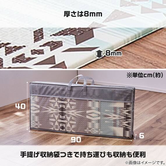 折り畳みできるキッズプレイマット(キリム 178cm×196cm ブルー) 14枚目画像