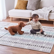 折り畳みできるキッズプレイマット(キリム グレー)