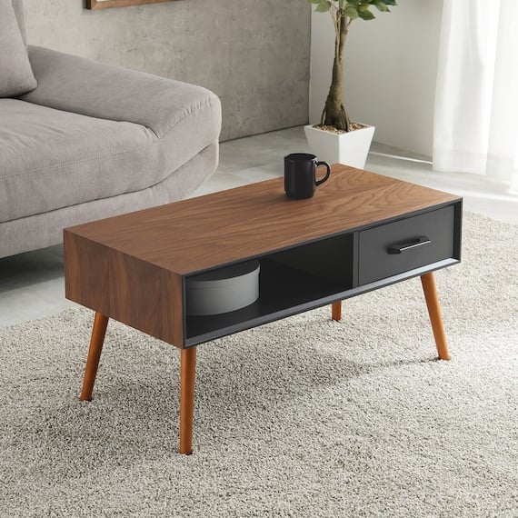 スタイリッシュなオープンスペース付きセンターテーブル 幅80cm (BR/BK) 1枚目画像