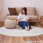 コットン100%の円形ラグ 90R BE 8枚目画像