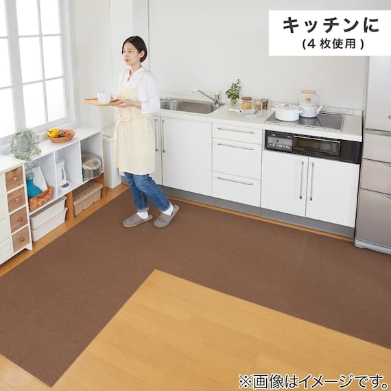 吸着タイルマット 90×90cm 2枚入 (ブラウン) 12枚目画像