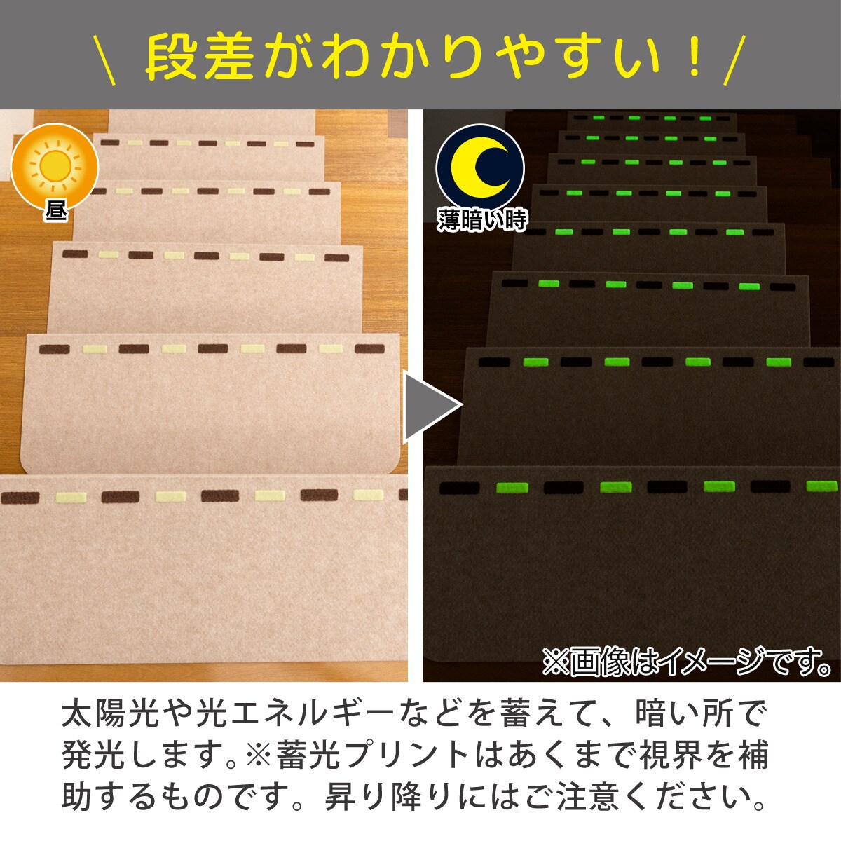 最新デザインの サンコー 階段マット 蓄光 足元見やすい すべり止め付