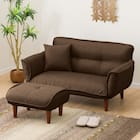 コンパクトカウチソファ オットマン付き 布張りタイプ (BR) 1枚目画像