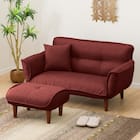 コンパクトカウチソファ オットマン付き 布張りタイプ (RE) 1枚目画像