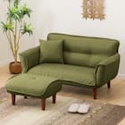 コンパクトカウチソファ オットマン付き 布張りタイプ (GR) 1枚目画像