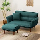 コンパクトカウチソファ オットマン付き 布張りタイプ (TBL) 1枚目画像