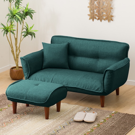 コンパクトカウチソファ オットマン付き 布張りタイプ (TBL) 1枚目画像