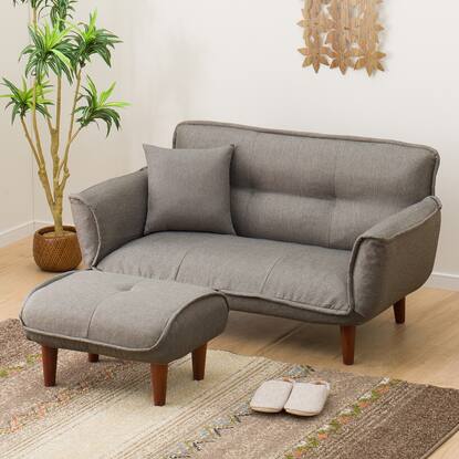 布張りコンパクトカウチソファ オットマン付き通販 | ニトリネット  