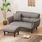 コンパクトカウチソファ オットマン付き 布張りタイプ (GY) 1枚目画像