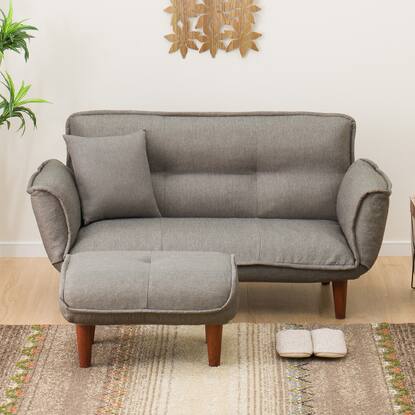 ニトリ 2人掛けソファ オットマン付き ヘッド F012 四角い