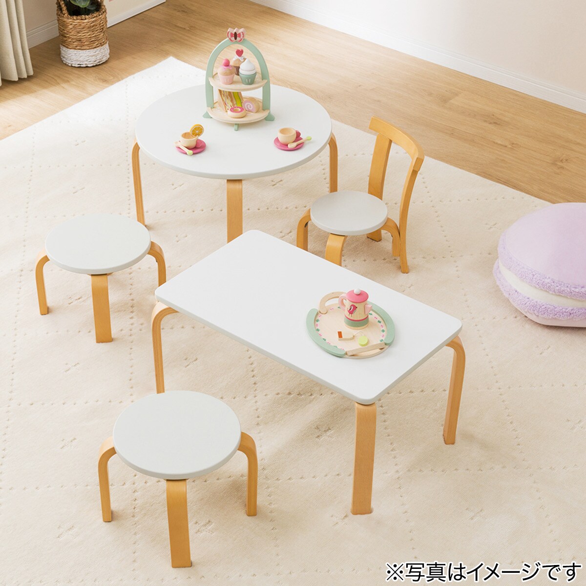 曲木四角テーブル(60×35cm ホワイト×ナチュラル)通販 | ニトリネット【公式】 家具・インテリア通販