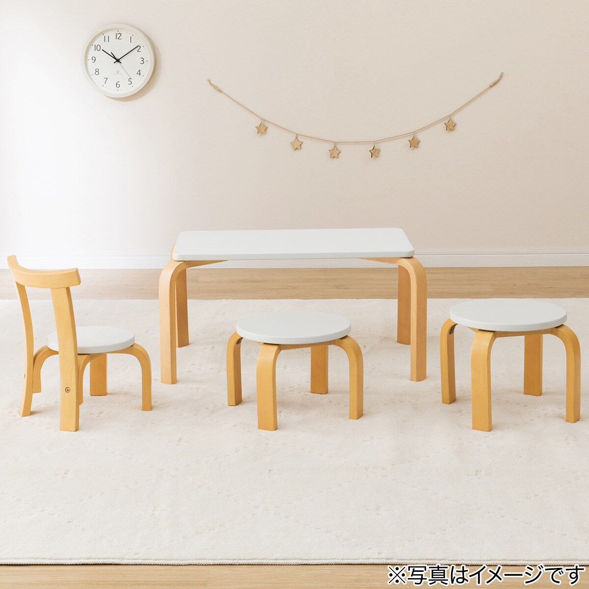 曲木四角テーブル(60×35cm ホワイト×ナチュラル)通販 | ニトリネット【公式】 家具・インテリア通販